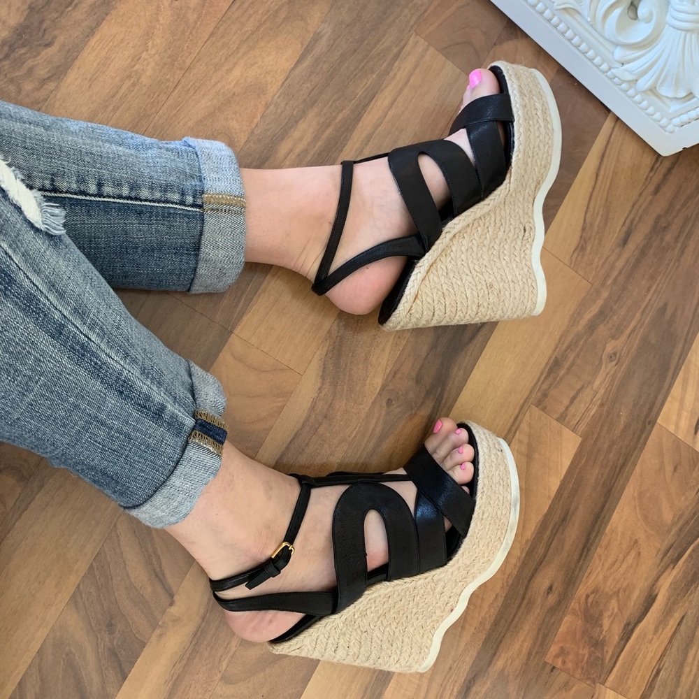 RESERVED 🔒YSL Black Malo Espadrille Wedges - Picture 1 of 8